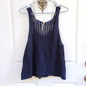 FREE PEOPLE Charcoal Gray Knit Tank Top Sz L